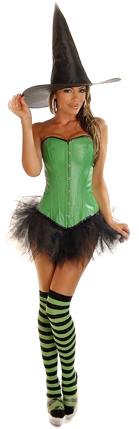 Green Pin-Up Witch 4 Piece Costume