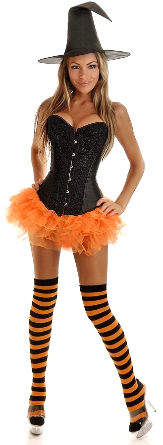 Glitter Pin-Up Witch 4 Piece Costume