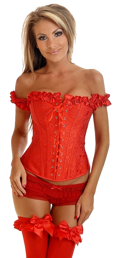 Embroidered Red Peasant Corset Top