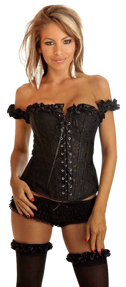 Embroidered Black Peasant Corset Top