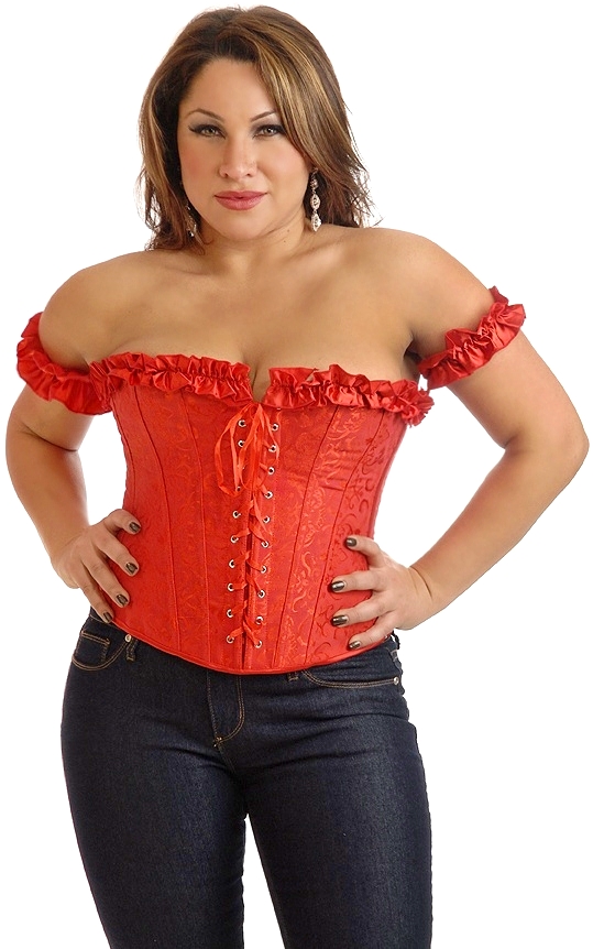 Embroidered Red Peasant Corset Top