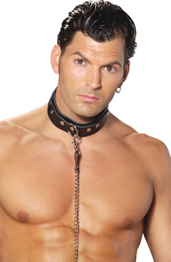Leather Mens Collar with O Ring Detail