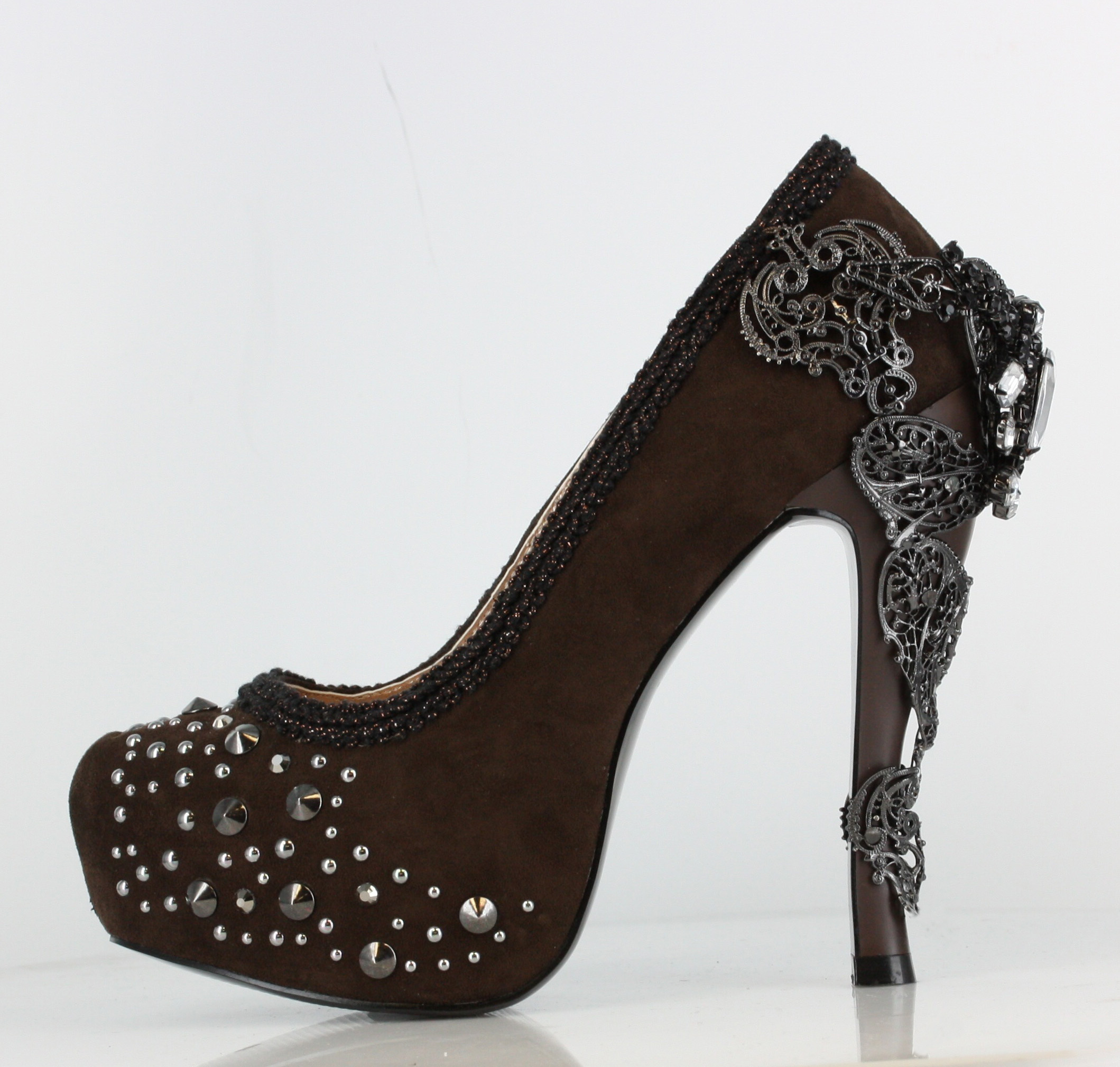 Amina - Suede Platform Steampunk Pumps