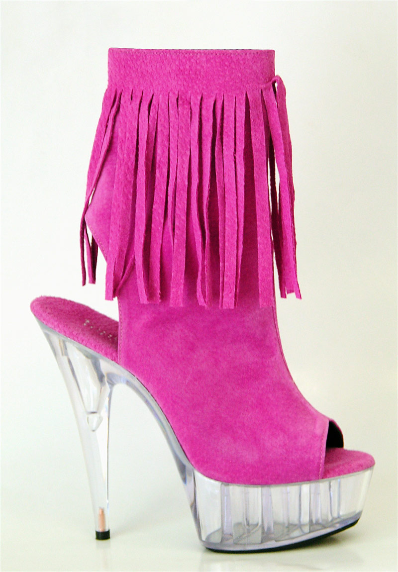 Fringe - 6 Inch Open Toe Suede Fringe Boot